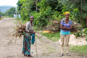 A pair of Ari women each carry a load of firewood in a village near Jinka in the Omo Valley.