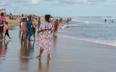 Local residents of Cotonou enjoy their Monday afternoon at Obama Beach.